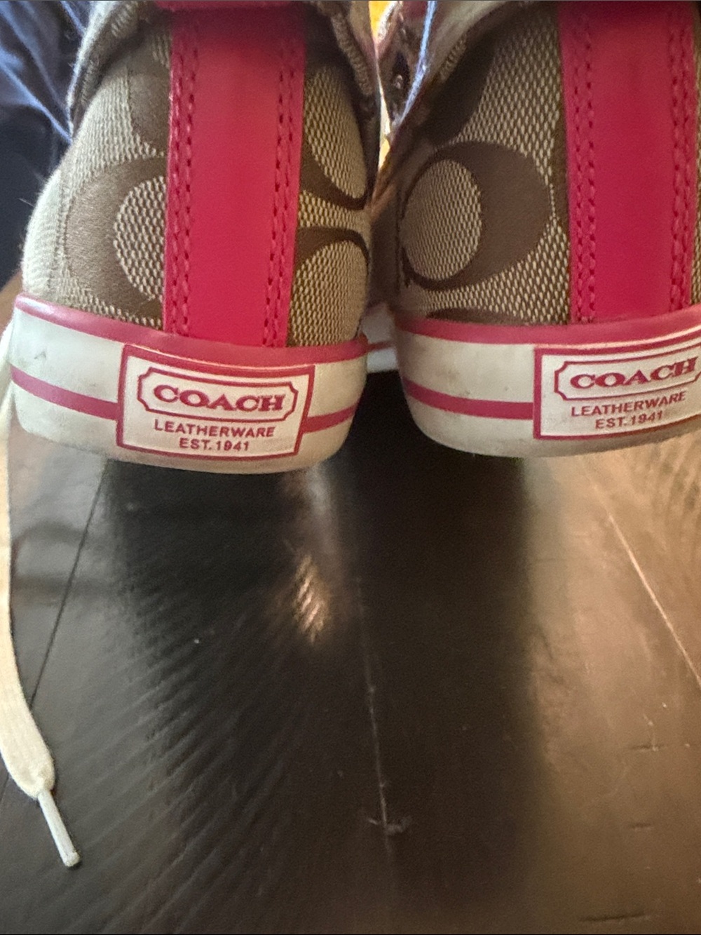 Coach Tan Signature Canvas High-Tops with Floral Accent - Picture 4 of 4